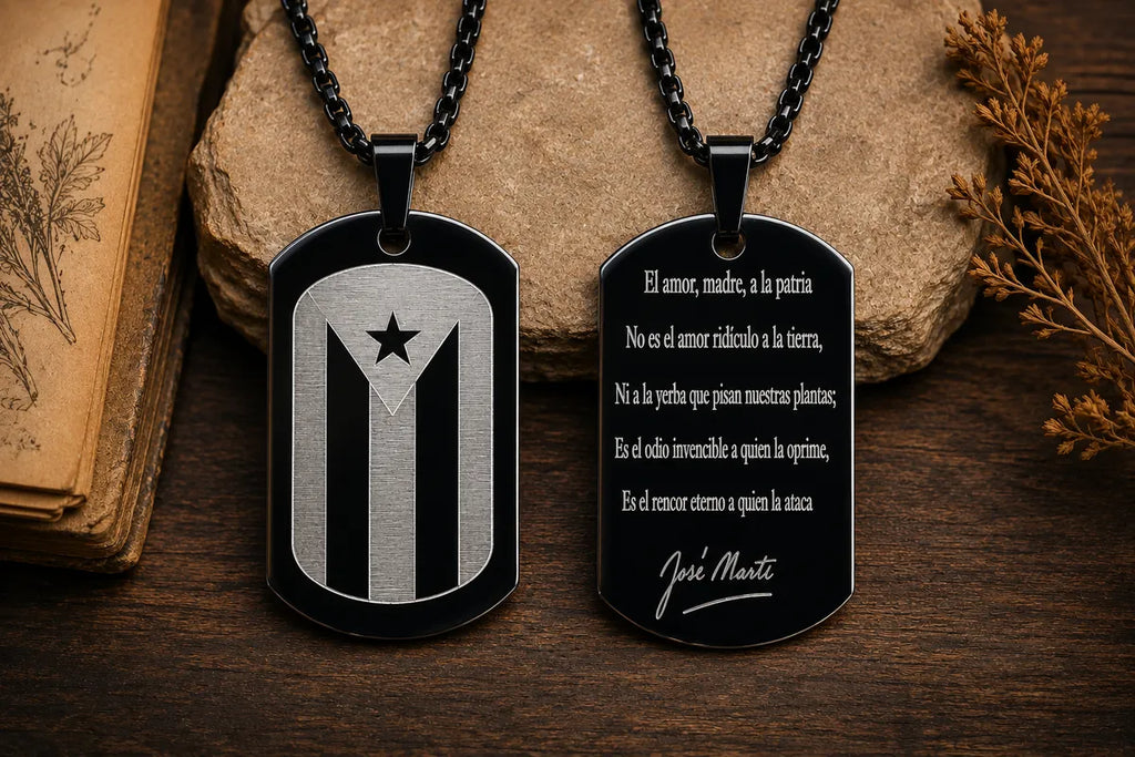 Cuban Flag Dog Tag Necklace