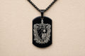 Cuban Coat of Arms Dog Tag Necklace – Cuba National Anthem Pendant – Cuban Heritage Jewelry – Black Stainless Steel Necklace