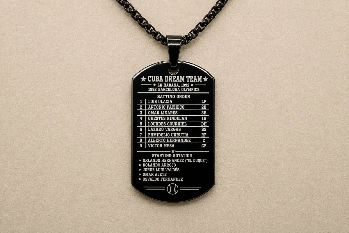 Cuba Baseball Dog Tag Necklace – 1992 Barcelona Olympic Dream Team – Cuban Baseball Heritage Pendant