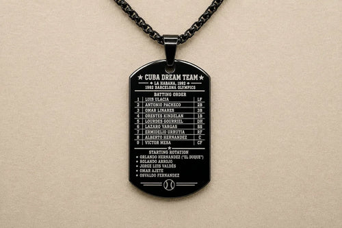 Cuba Baseball Dog Tag Necklace – 1992 Barcelona Olympic Dream Team – Cuban Baseball Heritage Pendant
