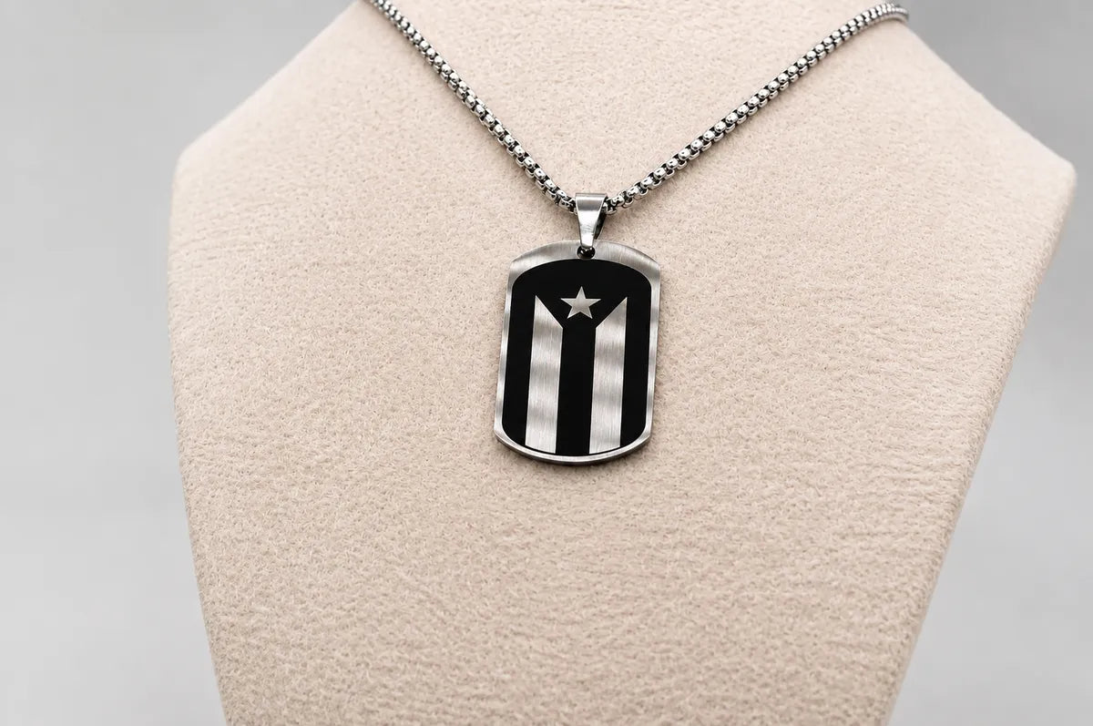 Cuban Flag Dog Tag Necklace
