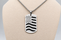 American Flag Dog Tag Necklace – Declaration of Independence Engraved Pendant