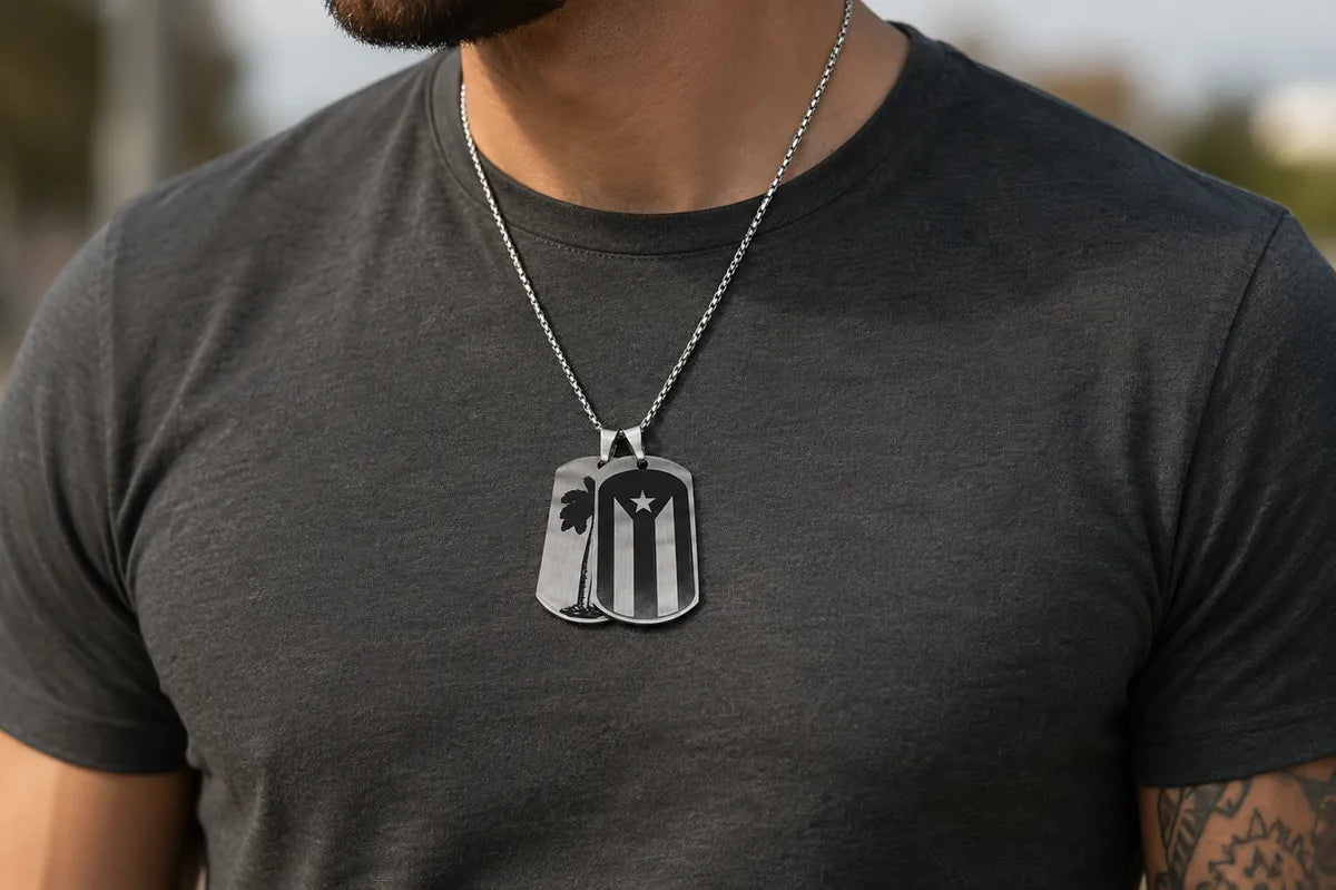Cuban Flag Dog Tag Necklace
