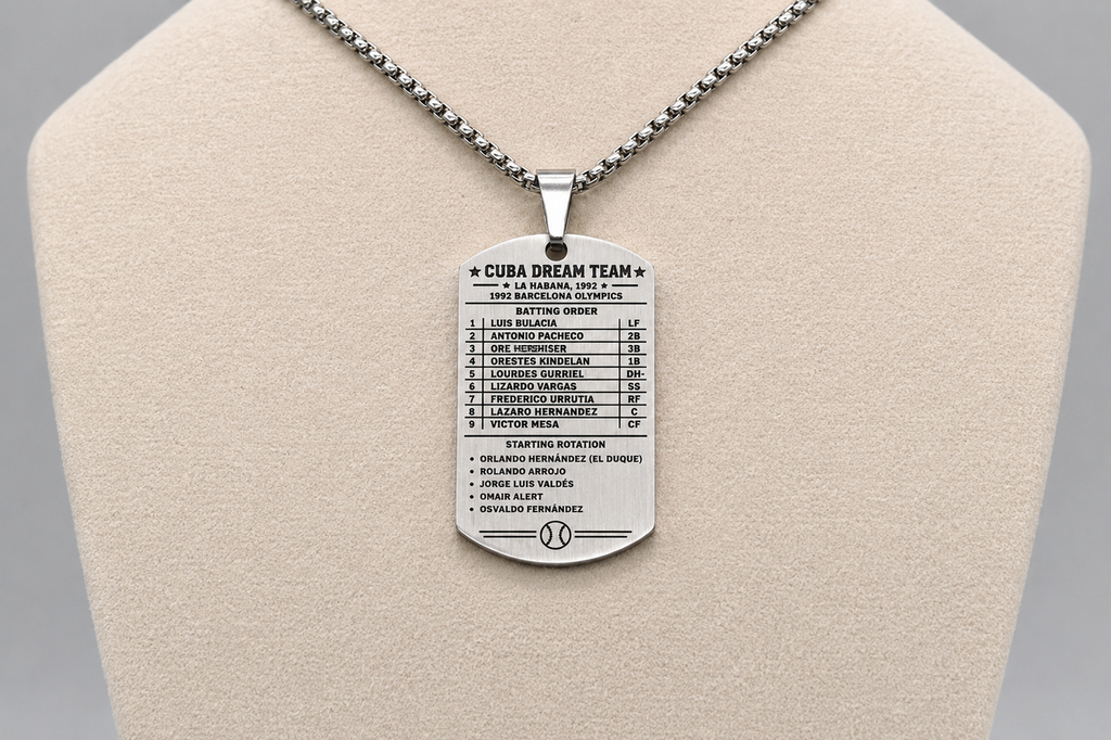Cuba Baseball Dog Tag Necklace – 1992 Barcelona Olympic Dream Team – Cuban Baseball Heritage Pendant