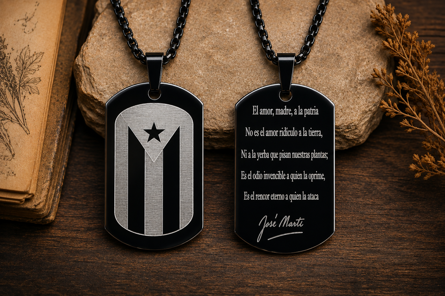 Cuban Flag Dog Tag Necklace
