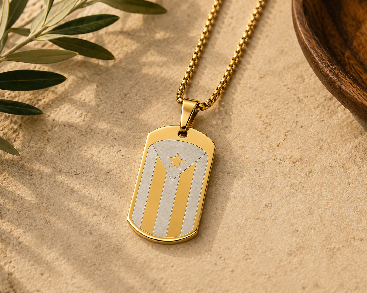 Cuban Flag Dog Tag Necklace