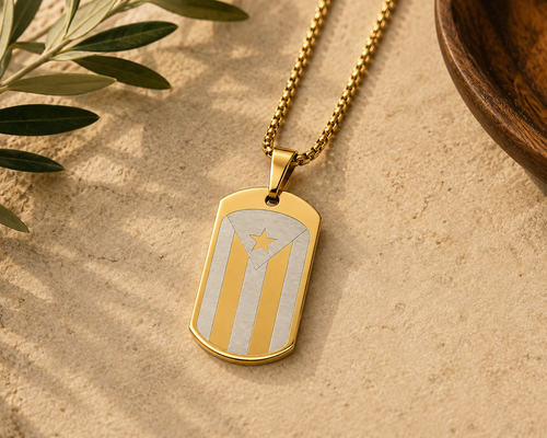 Cuban Flag Dog Tag Necklace