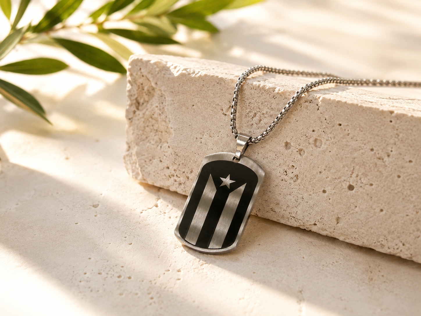Cuban Flag Dog Tag Necklace