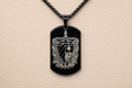 Cuban Coat of Arms Dog Tag Necklace – Cuba National Anthem Pendant – Cuban Heritage Jewelry – Black Stainless Steel Necklace