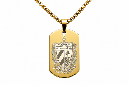 Cuban Coat of Arms Dog Tag Necklace – Cuba National Anthem Pendant – Cuban Heritage Jewelry – Black Stainless Steel Necklace