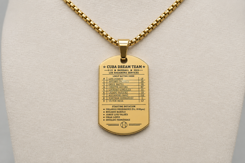 Cuban Coat of Arms Dog Tag Necklace – Cuba National Anthem Pendant – Cuban Heritage Jewelry – Black Stainless Steel Necklace