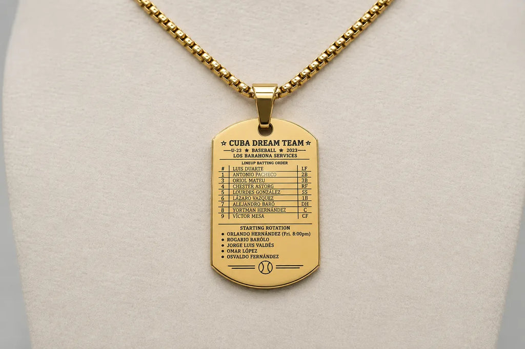Cuba Baseball Dog Tag Necklace – 1992 Barcelona Olympic Dream Team – Cuban Baseball Heritage Pendant