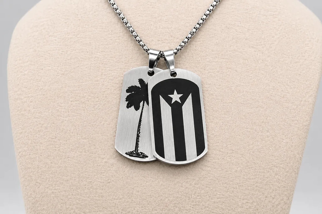 Cuban Flag Dog Tag Necklace