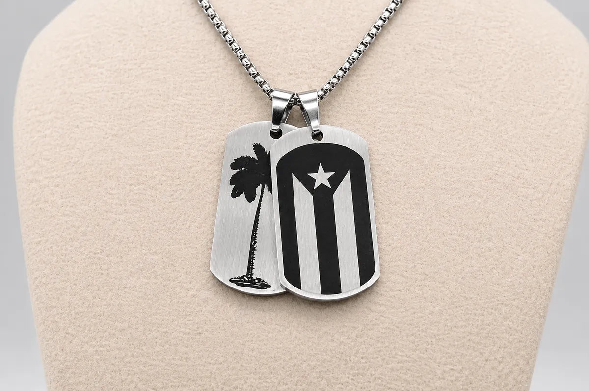 Cuban Flag Dog Tag Necklace