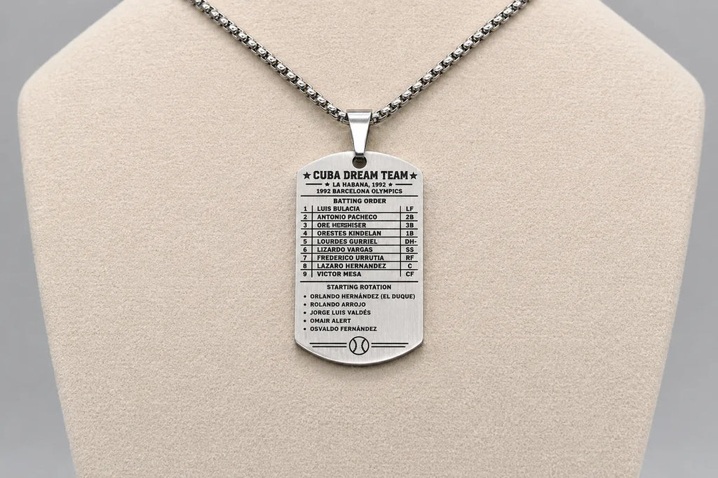 Cuba Baseball Dog Tag Necklace – 1992 Barcelona Olympic Dream Team – Cuban Baseball Heritage Pendant