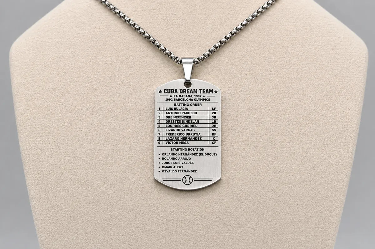 Cuba Baseball Dog Tag Necklace – 1992 Barcelona Olympic Dream Team – Cuban Baseball Heritage Pendant