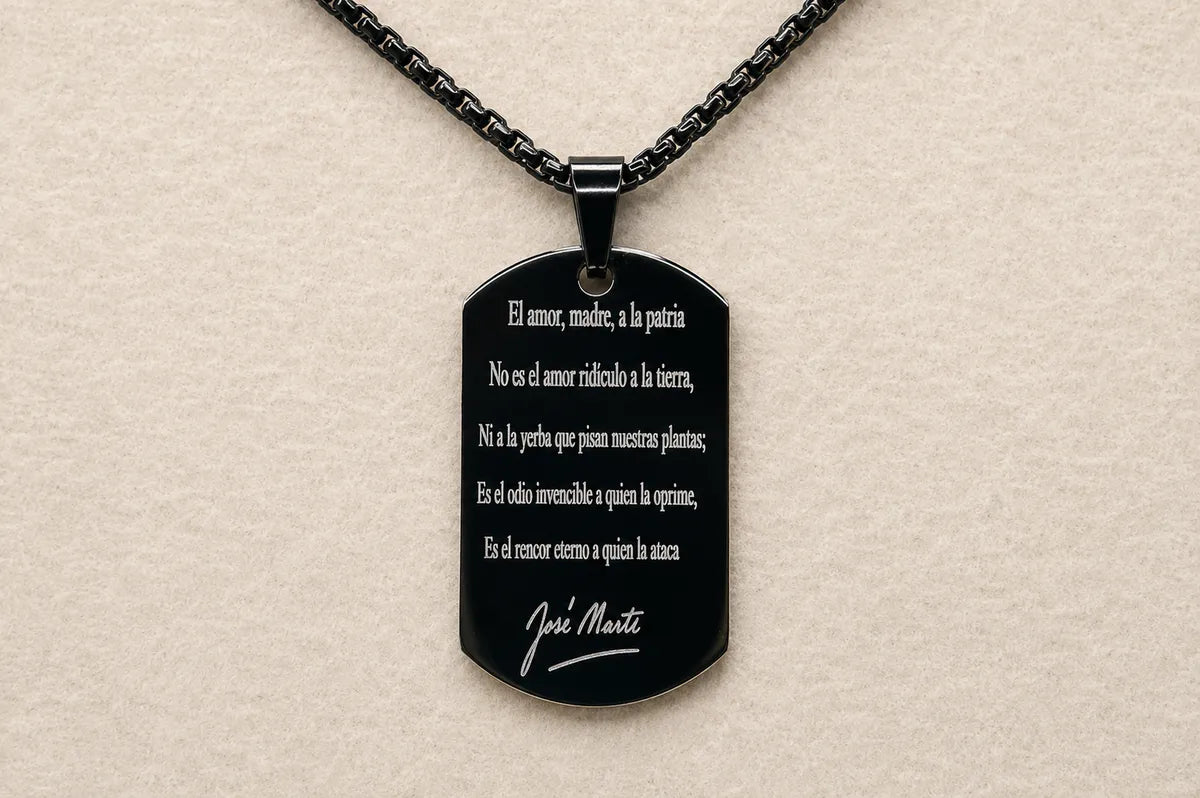 Cuban Flag Dog Tag Necklace