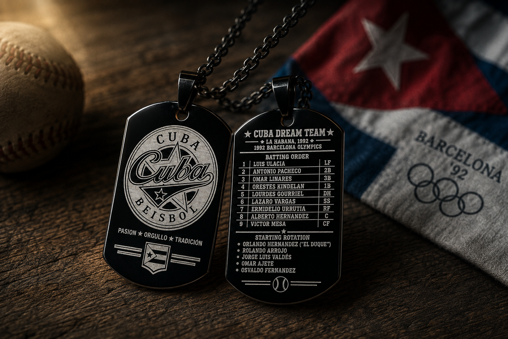 Cuba Baseball Dog Tag Necklace – 1992 Barcelona Olympic Dream Team – Cuban Baseball Heritage Pendant