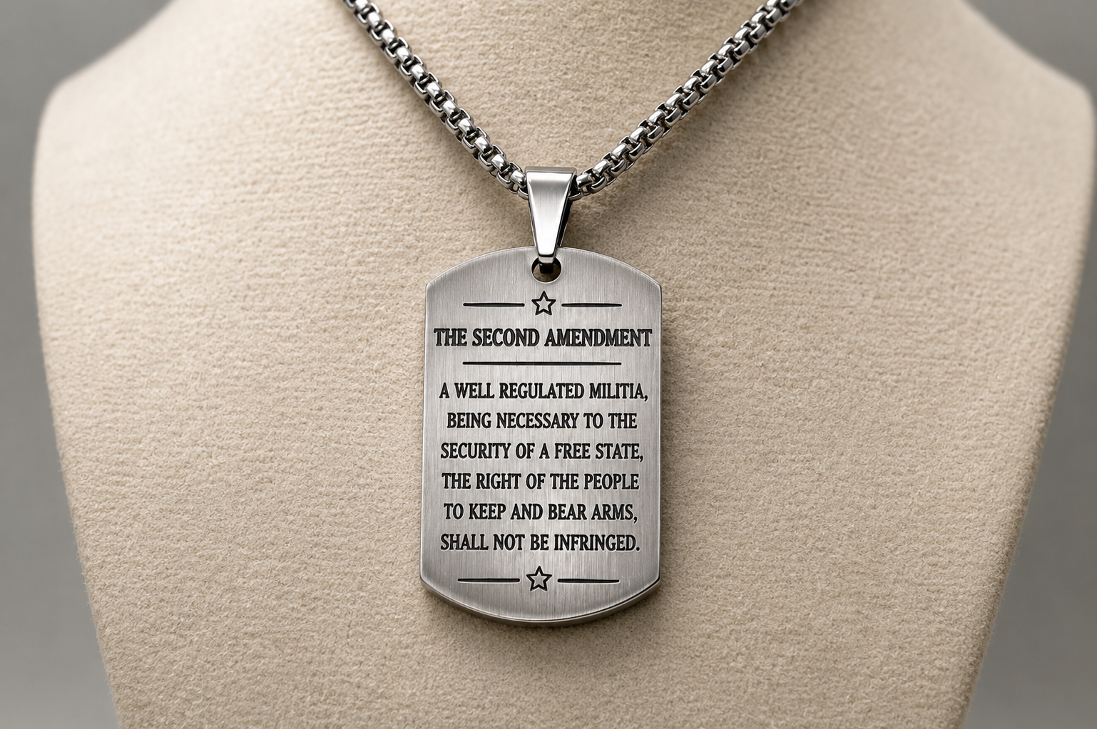Texas Flag Dog Tag Necklace – Second Amendment Engraved Pendant
