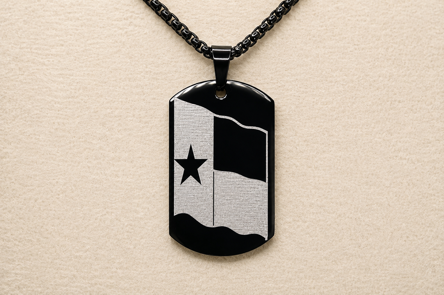 Texas Flag Dog Tag Necklace – Second Amendment Engraved Pendant
